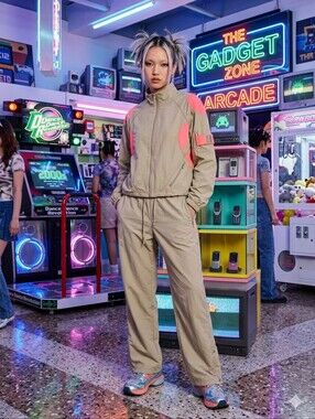 D Tan And Pink Danskin Now Track Suit Size Xxl Vintage Y2k Khaki And Coral
